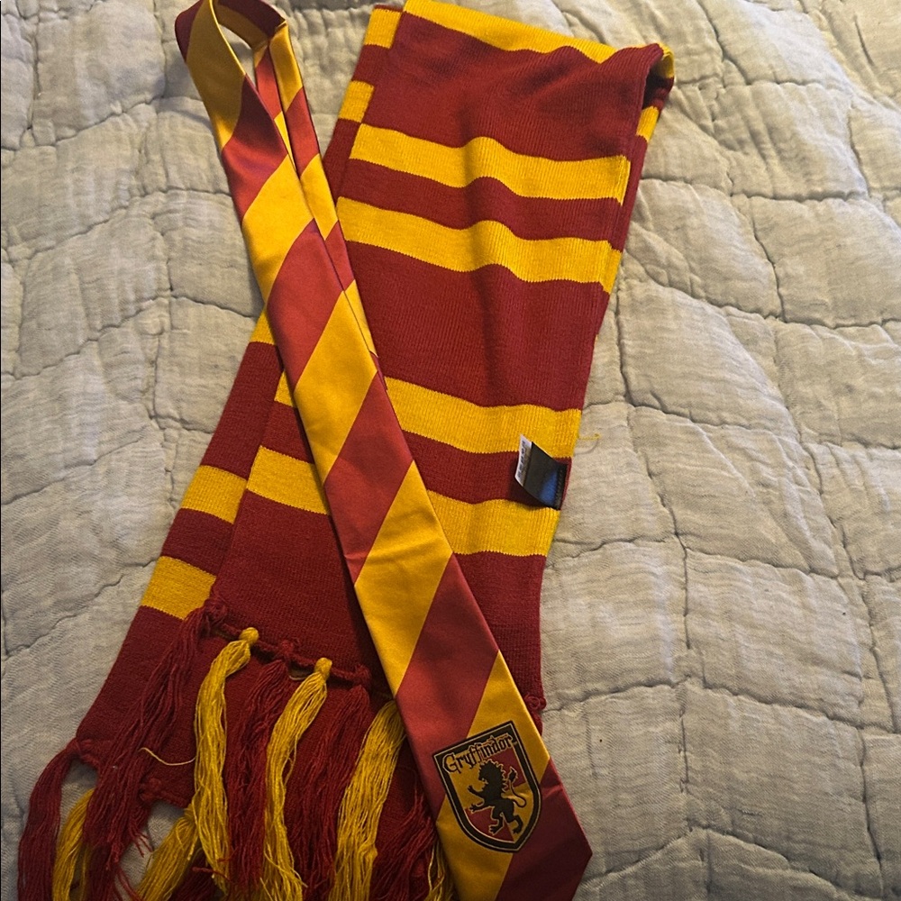 Kids Red and Yellow Striped Tie and Scarf Set